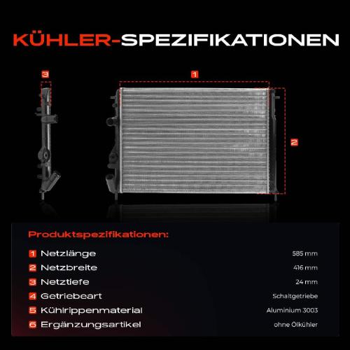 Frankberg 1x Kühler Wasserkühler Motorkühler für Renault Megane I A0/1 KA Scénic I FA0 Bild Frankberg 1x Kühler Wasserkühler Motorkühler für Renault Megane I A0/1 KA Scénic I FA0