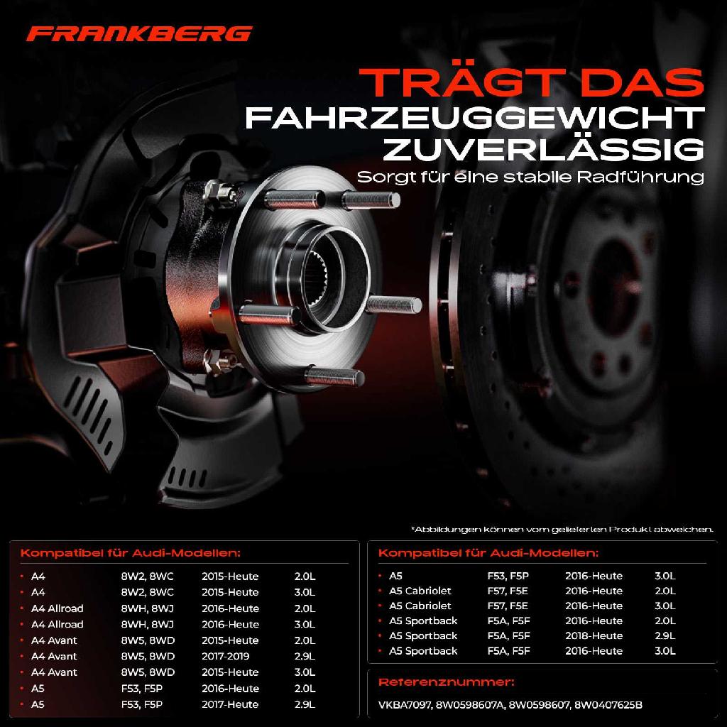 1x Radnabe Radlagersatz Hinterachse beidseitig für Audi A4 Allroad Avant A5 Cabriolet Sportback