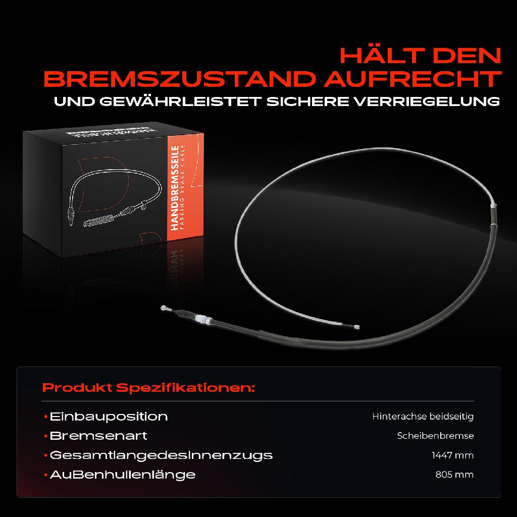1x Seilzug Feststellbremse Hinterachse beidseitig für VW Golf V VI Audi A3 Seat Altea
