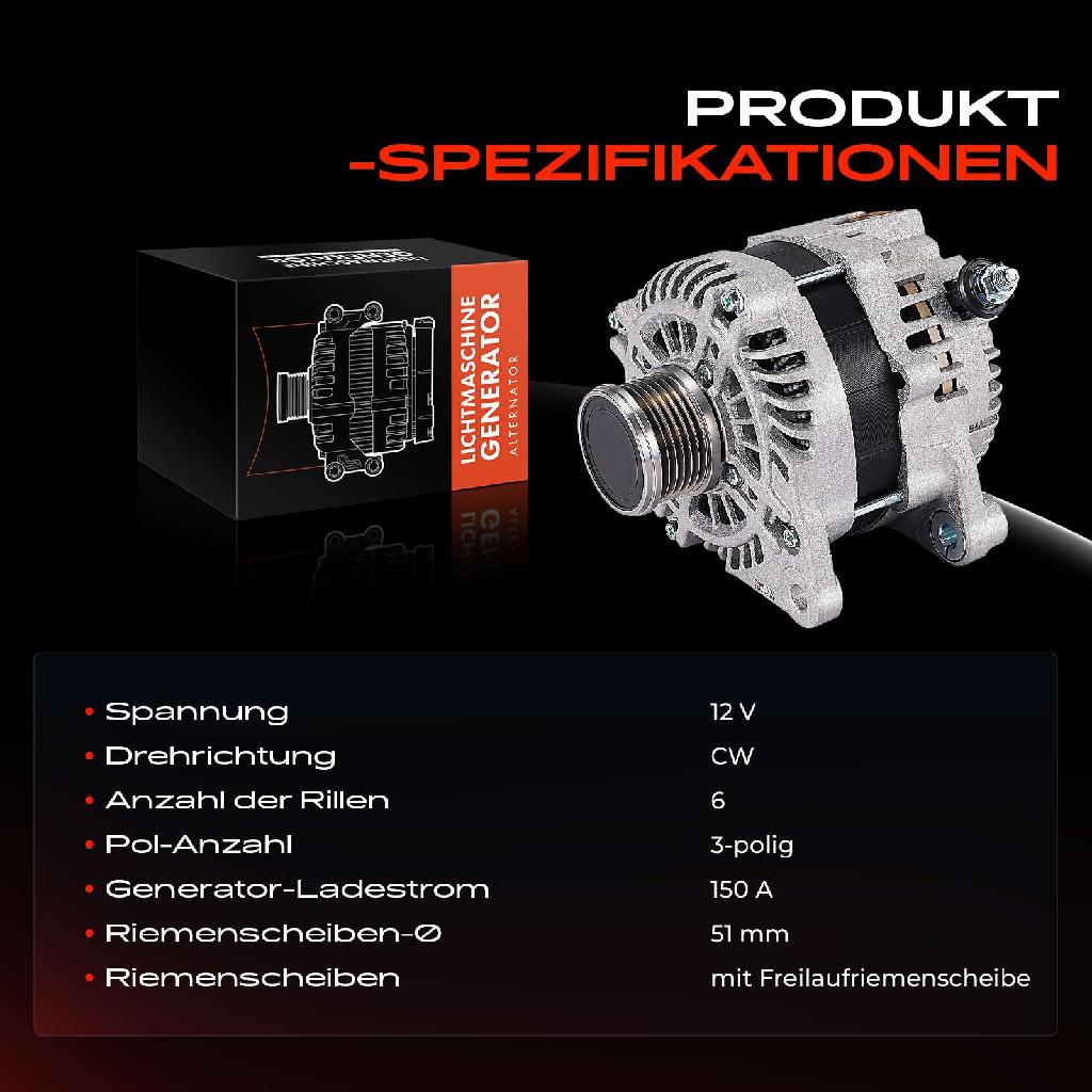 1x Lichtmaschine Generator für Mazda 3 BM BN CX-3 DK 1.5D Bj.2015-2019