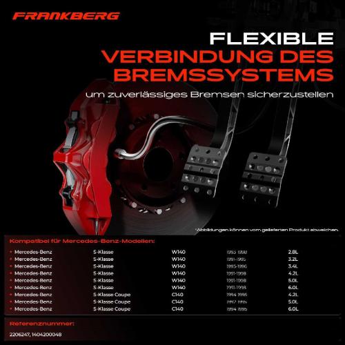 2x Bremsschlauch Bremsschläuche Vorne für Mercedes-Benz S-Klasse W140 C140 Bild 2x Bremsschlauch Bremsschläuche Vorne für Mercedes-Benz S-Klasse W140 C140