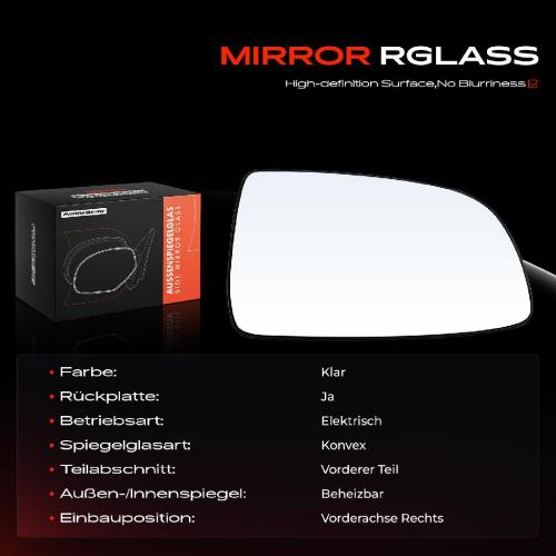 1x Spiegelglas Außenspiegel rechts für Chevrolet Aveo/Kalos Schrägheck Stufenheck Bild 1x Spiegelglas Außenspiegel rechts für Chevrolet Aveo/Kalos Schrägheck Stufenheck
