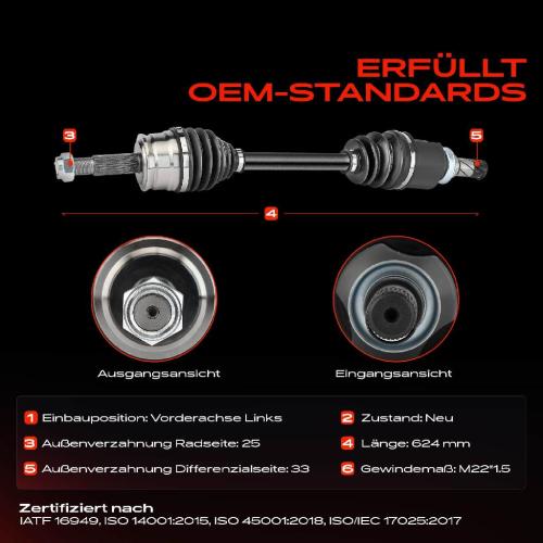 1x Antriebswelle Vorderachse Links für Smart Forfour 454 Mitsubishi RG Z2A 1.1L 1.3L Bild 1x Antriebswelle Vorderachse Links für Smart Forfour 454 Mitsubishi RG Z2A 1.1L 1.3L