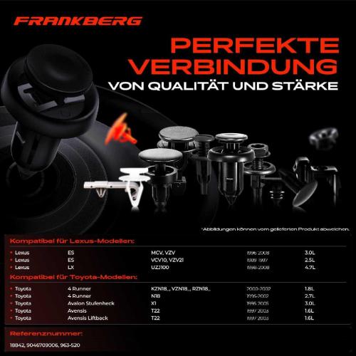 Frankberg 10x Befestigungsclips Motorhaube für Toyota Avensis Station Wagon Land Cruiser Bild Frankberg 10x Befestigungsclips Motorhaube für Toyota Avensis Station Wagon Land Cruiser