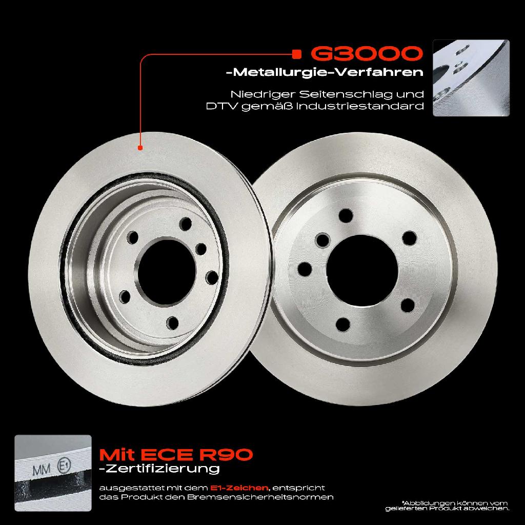 2x Bremsscheiben Hinterachse für BMW 1er E81 E87 3er Cabriolet Coupe E90 E93 E92 E91 E84 2004-2015