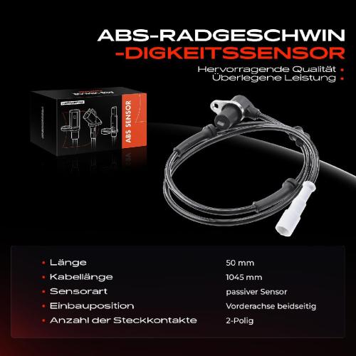 1x ABS Sensor Vorderachse beidseitig für Alfa Romeo 145 146 155 GTV Spider 1.4L 1.6L 1.7L 1.8L 1992-2005 Bild 1x ABS Sensor Vorderachse beidseitig für Alfa Romeo 145 146 155 GTV Spider 1.4L 1.6L 1.7L 1.8L 1992-2005