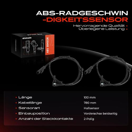 Frankberg 2x ABS Sensor Vorderachse beidseitig für Fiat 500L 351 352 0.9L 1.2L 1.4L 1.6L Bj ab 2012 Bild Frankberg 2x ABS Sensor Vorderachse beidseitig für Fiat 500L 351 352 0.9L 1.2L 1.4L 1.6L Bj ab 2012