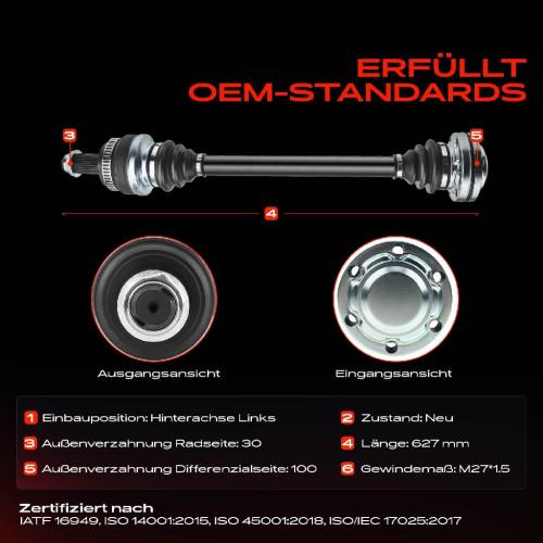 1x Antriebswelle Hinterachse Links für BMW X3 E83 2003-2011 Bild 1x Antriebswelle Hinterachse Links für BMW X3 E83 2003-2011