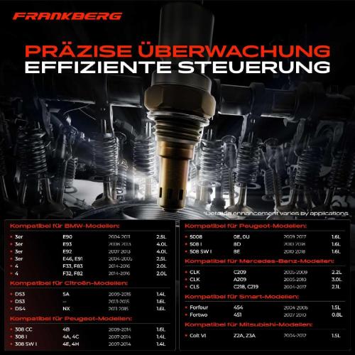 Frankberg 1x Lambdasonde Regelsonde Vor Katalysator für BMW E90 F20 E60 Mercedes-Benz W204 Citroën C3 Bild Frankberg 1x Lambdasonde Regelsonde Vor Katalysator für BMW E90 F20 E60 Mercedes-Benz W204 Citroën C3