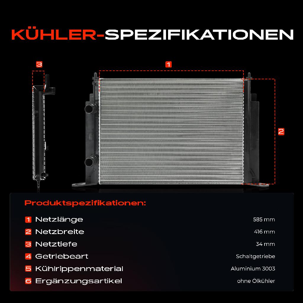 1x Kühler Wasserkühler Motorkühler für Fiat Stilo Stilo Multi Wagon