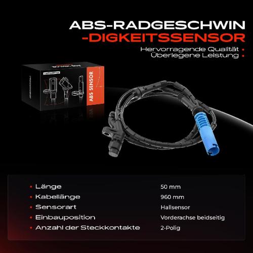 1x ABS Sensor Vorderachse beidseitig für Land Rover Range Rover III L322 2.9L 4.4L 2002-2012 Bild 1x ABS Sensor Vorderachse beidseitig für Land Rover Range Rover III L322 2.9L 4.4L 2002-2012