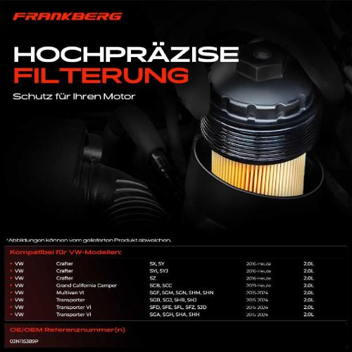Frankberg 1x ÖlkühlerÖlfilter für VW Transporter T6 SG SH Multivan Crafter Bild Frankberg 1x ÖlkühlerÖlfilter für VW Transporter T6 SG SH Multivan Crafter