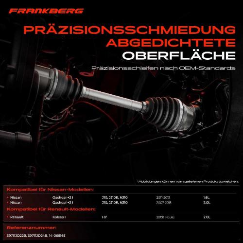 Frankberg 1x Antriebswelle Gelenksatz Vorderachse Links für Nissan Qashqai I Renault Koleos I 2.0L Bild Frankberg 1x Antriebswelle Gelenksatz Vorderachse Links für Nissan Qashqai I Renault Koleos I 2.0L