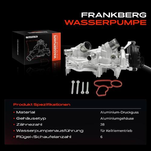 Frankberg 1x Wasserpumpe Kühlwasserpumpe für VW Passat Polo Touran Audi A1 A3 Q3 Skoda Karoq Bild Frankberg 1x Wasserpumpe Kühlwasserpumpe für VW Passat Polo Touran Audi A1 A3 Q3 Skoda Karoq