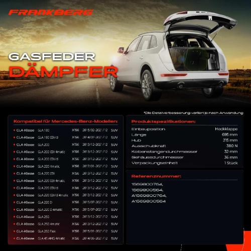 1x Gasfeder Dämpfer Heckklappe für Mercedes-Benz GLA-Klasse X156 SUV Bj ab 2013 Bild 1x Gasfeder Dämpfer Heckklappe für Mercedes-Benz GLA-Klasse X156 SUV Bj ab 2013