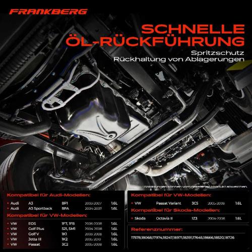 Frankberg 1x lwanne Motor lwanne f r VW Golf 1K Passat 3C Jetta 3 Audi A3 8P Skoda Octavia 2 1Z 1.6L Bild Frankberg 1x lwanne Motor lwanne f r VW Golf 1K Passat 3C Jetta 3 Audi A3 8P Skoda Octavia 2 1Z 1.6L