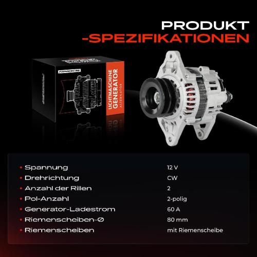 1x Lichtmaschine Generator für Nissan Pick-up D22 2.5L Bj 1998-2002 Bild 1x Lichtmaschine Generator für Nissan Pick-up D22 2.5L Bj 1998-2002