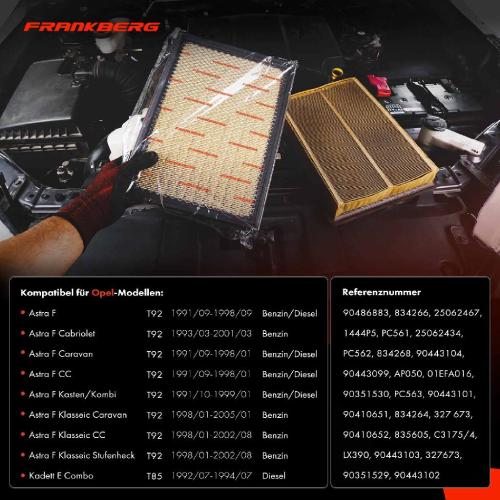 2x Luftfilter Filtereinsatz für Opel Astra F CC T92 Astra F Caravan Klasseic Kadett E Bild 2x Luftfilter Filtereinsatz für Opel Astra F CC T92 Astra F Caravan Klasseic Kadett E