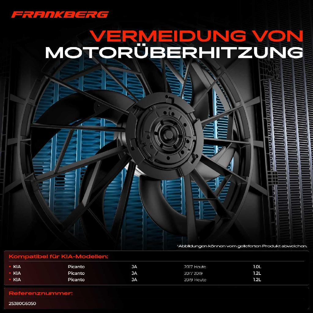 1x Motorkühller Einfachlüfter mit Kühlerlüfterrahmen KIA Picanto JA 1.0L 1.2L Bj ab 2017