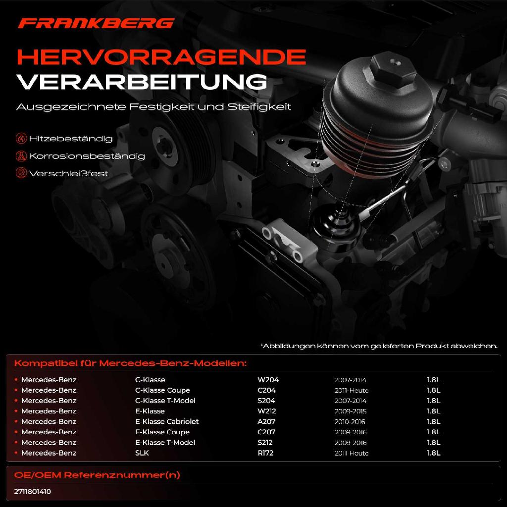 1x Ölfiltergehäuse für Mercedes-Benz W204 C204 S204 W212 S212 A207 C207 R172