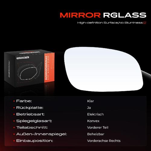 1x Spiegelglas Außenspiegel rechts für VW Touran 1T1 1T2 1.4L 1.6L 1.9L 2.0L 2003-2010 Bild 1x Spiegelglas Außenspiegel rechts für VW Touran 1T1 1T2 1.4L 1.6L 1.9L 2.0L 2003-2010