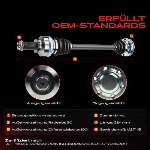 1x Antriebswelle Hinterachse Links oder Rechts für BMW 5er Touring E39 1995-2004 Bild 1x Antriebswelle Hinterachse Links oder Rechts für BMW 5er Touring E39 1995-2004
