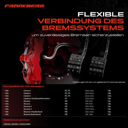 2x Bremsschlauch Bremsschläuche Hinten für KIA Carens I FC Shuma FB 1.6L Bild 2x Bremsschlauch Bremsschläuche Hinten für KIA Carens I FC Shuma FB 1.6L
