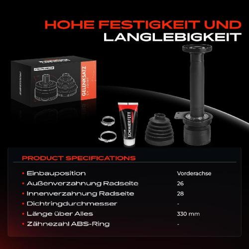 Frankberg 1x Antriebswelle Gelenksatz Vorderachse für VW Multivan V Transporter V 2009-2015 Bild Frankberg 1x Antriebswelle Gelenksatz Vorderachse für VW Multivan V Transporter V 2009-2015