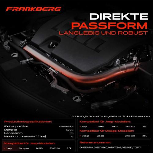 1x Kühlerschlauch Turboschlauch für Dodge Caliber Jeep Compass MK49 Patriot MK74 2.0L 2006-2017 Bild 1x Kühlerschlauch Turboschlauch für Dodge Caliber Jeep Compass MK49 Patriot MK74 2.0L 2006-2017