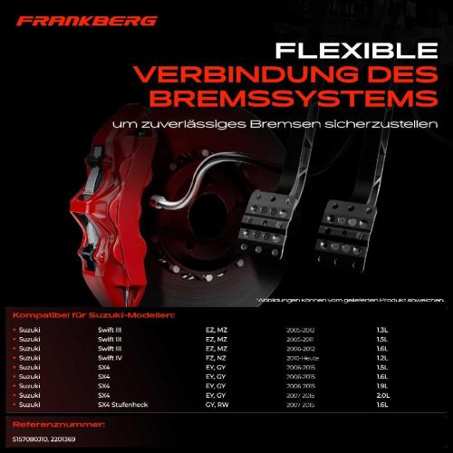 1x Bremsschlauch Bremsschläuche Hinterachse Links oder Rechts für Suzuki SX4 EY GY Swift III EZ MZ Bild 1x Bremsschlauch Bremsschläuche Hinterachse Links oder Rechts für Suzuki SX4 EY GY Swift III EZ MZ