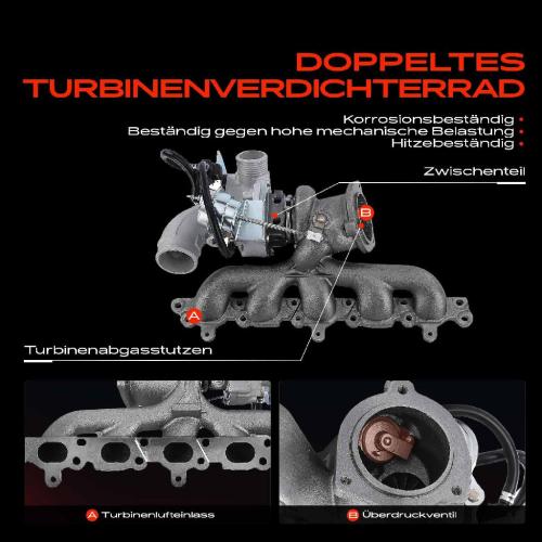 1x Turbolader Abgaskrümmer Einheit für Ford Focus II Kuga I Mondeo IV Turnier S-Max Volvo C30 C70 II Cabriolet Bild 1x Turbolader Abgaskrümmer Einheit für Ford Focus II Kuga I Mondeo IV Turnier S-Max Volvo C30 C70 II Cabriolet