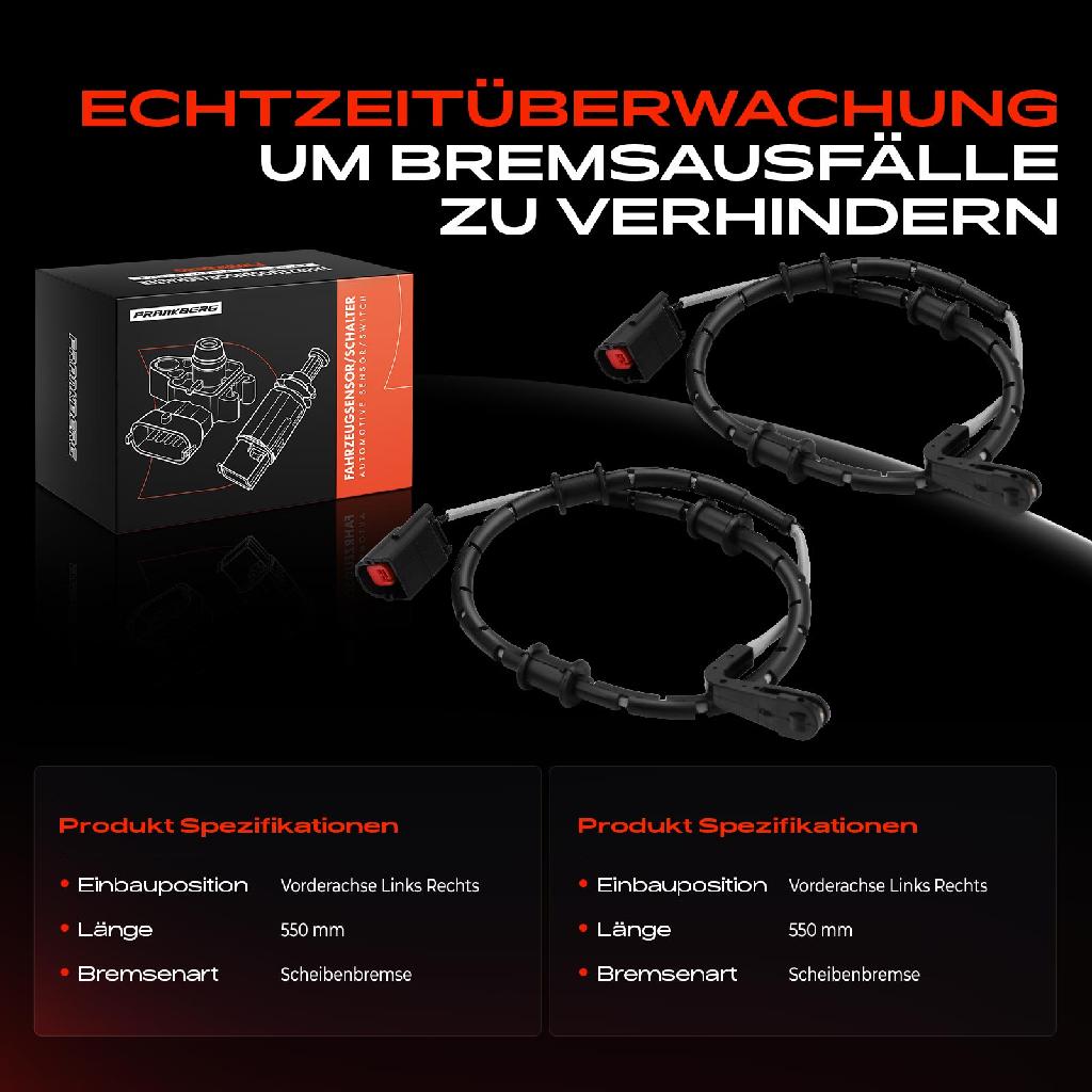 2x Warnkontakt Bremsbelagverschleiß Vorderachse für Jaguar F-Type S-Type XF XJ XK