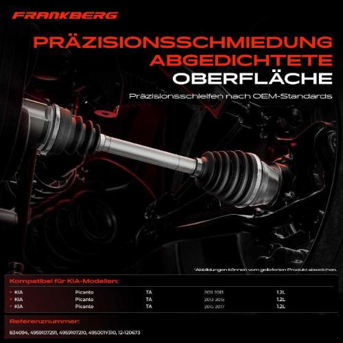 Frankberg 1x Antriebswelle Gelenksatz Vorderachse für KIA Picanto TA 1.2L 2011-2017 Bild Frankberg 1x Antriebswelle Gelenksatz Vorderachse für KIA Picanto TA 1.2L 2011-2017
