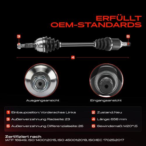 1x Antriebswelle Vorderachse Links für Dacia Sandero 2 Renault Clio 4 Logan Bild 1x Antriebswelle Vorderachse Links für Dacia Sandero 2 Renault Clio 4 Logan