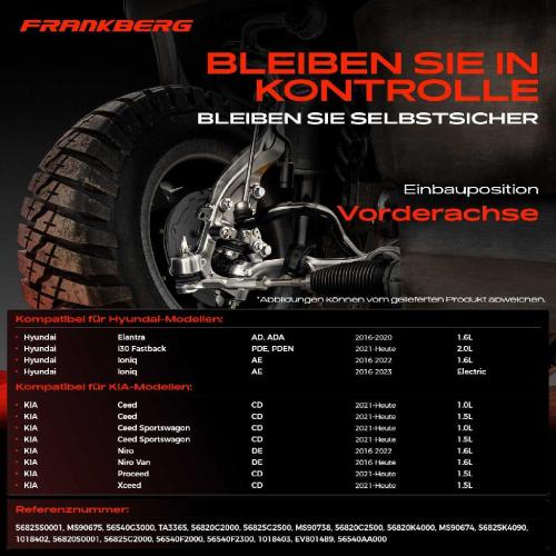 Frankberg 1x Querlenker Satz Vorderachse für Hyundai Elantra Stufenheck i30 Fastback Ioniq Kona KIA Ceed Sportswagon Bild Frankberg 1x Querlenker Satz Vorderachse für Hyundai Elantra Stufenheck i30 Fastback Ioniq Kona KIA Ceed Sportswagon
