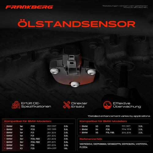 Frankberg 1x Ölstandsensor für BMW 3er 320i 328i 335i 1er 125i 5er X3 X4 X5 Bild Frankberg 1x Ölstandsensor für BMW 3er 320i 328i 335i 1er 125i 5er X3 X4 X5