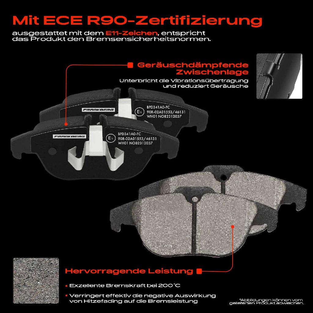 4x Bremsbeläge Hinterachse für Mercedes-Benz C-Klasse Coupe W204 C204 S204 A207 C207 2007-2025