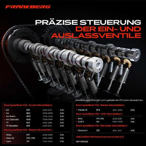 Frankberg 1x Nockenwelle für VW Golf V Passat Audi A3 A4 TT Skoda Octavia II Seat 2.0L Bild Frankberg 1x Nockenwelle für VW Golf V Passat Audi A3 A4 TT Skoda Octavia II Seat 2.0L