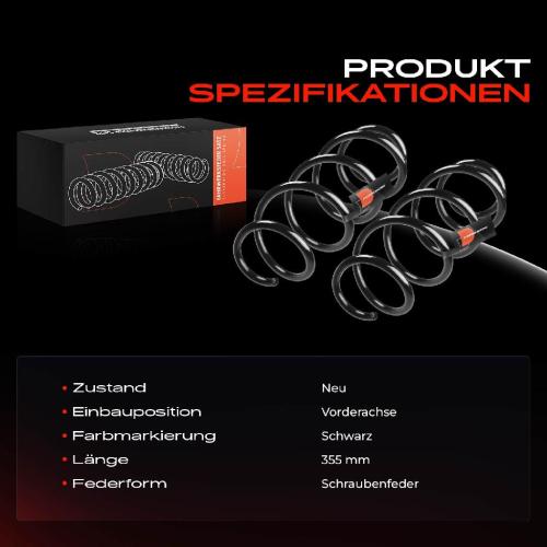Frankberg 2x Fahrwerksfeder Vorderachse für VW EOS 1F7 1F8 Jetta III 1K2 2.0L 2005-2015 Bild Frankberg 2x Fahrwerksfeder Vorderachse für VW EOS 1F7 1F8 Jetta III 1K2 2.0L 2005-2015