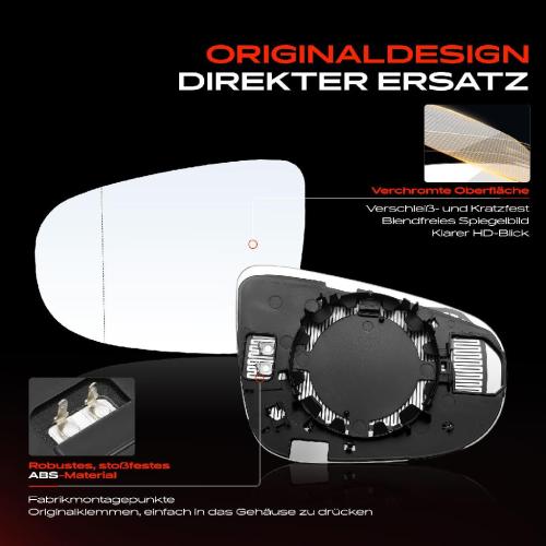 1x Spiegelglas Außenspiegel links für VW Golf VI Cabriolet 5K1 517 Touran 1T1 1T2 Bild 1x Spiegelglas Außenspiegel links für VW Golf VI Cabriolet 5K1 517 Touran 1T1 1T2
