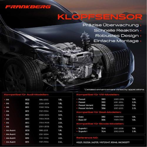 Frankberg 1x Klopfsensor Klopfgeber für VW Passat 3B Audi A4 8D 8E 8H A6 4B A8 Bild Frankberg 1x Klopfsensor Klopfgeber für VW Passat 3B Audi A4 8D 8E 8H A6 4B A8