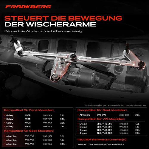 1x Wischergestänge Vorne für VW Sharan Ford Galaxy Seat Alhambra 1998-2001 Bild 1x Wischergestänge Vorne für VW Sharan Ford Galaxy Seat Alhambra 1998-2001