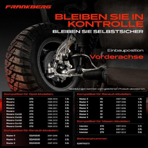 Frankberg 1x Querlenker Vorderachse für Nissan Interstar Bus Kasten Opel Movano Combi Renault Master II Bild Frankberg 1x Querlenker Vorderachse für Nissan Interstar Bus Kasten Opel Movano Combi Renault Master II