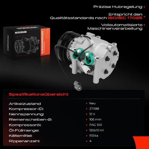 1x Klimakompressor für Honda Civic V VI CR-V I 1.3L-1.6L 1991-2002 Bild 1x Klimakompressor für Honda Civic V VI CR-V I 1.3L-1.6L 1991-2002