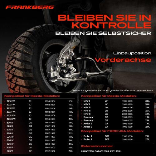 Frankberg 2x Spurstange Vorderachse für FORD USA Probe II Mazda 323 F VI S 626 III Coupe Hatchback Station Wagon Bild Frankberg 2x Spurstange Vorderachse für FORD USA Probe II Mazda 323 F VI S 626 III Coupe Hatchback Station Wagon