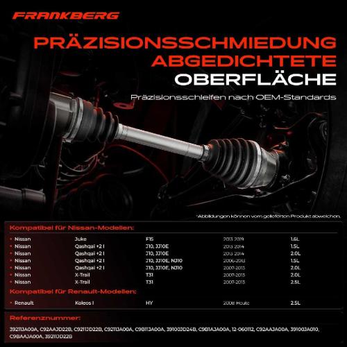 1x Antriebswelle Gelenksatz Vorderachse für Nissan Qashqai I X-Trail Renault Bild 1x Antriebswelle Gelenksatz Vorderachse für Nissan Qashqai I X-Trail Renault