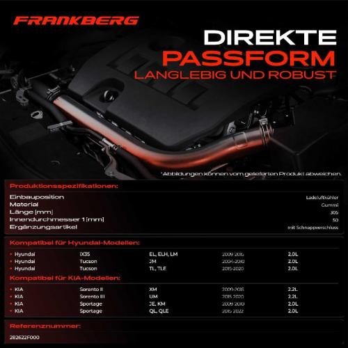 1x Kühlerschlauch Turboschlauch für Hyundai iX35 EL ELH LM Tucson JM TL TLE KIA Sorento II III UM Sportage JE Bild 1x Kühlerschlauch Turboschlauch für Hyundai iX35 EL ELH LM Tucson JM TL TLE KIA Sorento II III UM Sportage JE