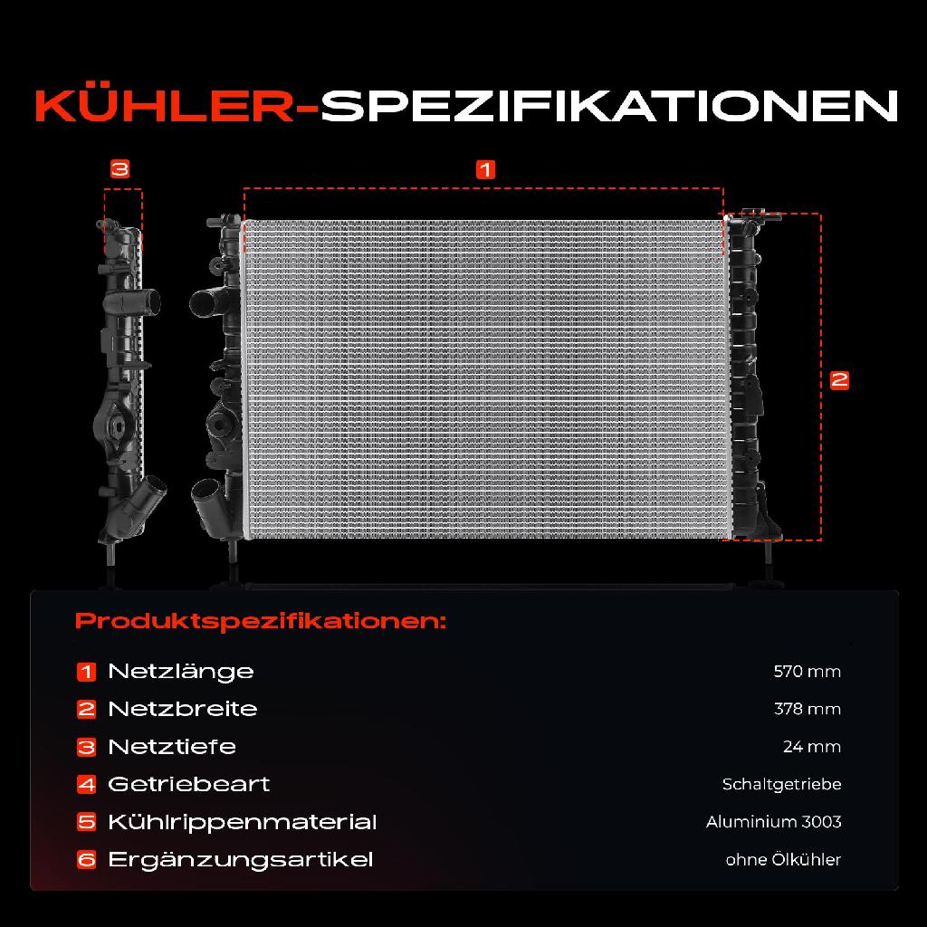 1x Kühler Wasserkühler Motorkühler für Renault Megane I BA0/1 LA0/1 Scénic 1.6L-2.0L