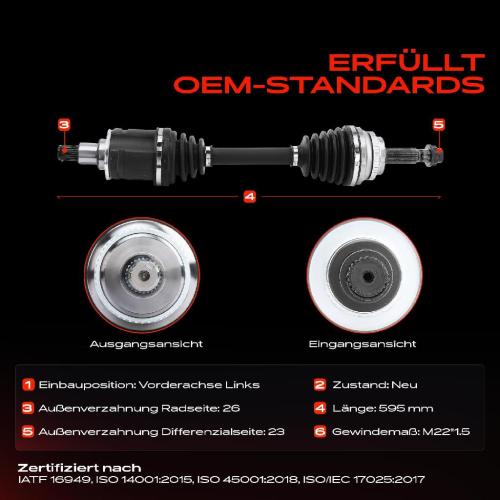 1x Antriebswelle Vorderachse Links für Toyota RAV 4 II A2 2.0L 2000-2005 Bild 1x Antriebswelle Vorderachse Links für Toyota RAV 4 II A2 2.0L 2000-2005