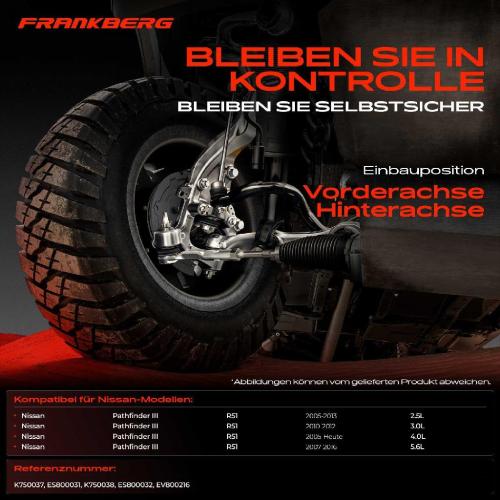 Frankberg 1x Querlenker Satz Vorderachse für Nissan Pathfinder III R51 2.5L 3.0L 4.0L 5.6L Bj ab 2005 Bild Frankberg 1x Querlenker Satz Vorderachse für Nissan Pathfinder III R51 2.5L 3.0L 4.0L 5.6L Bj ab 2005